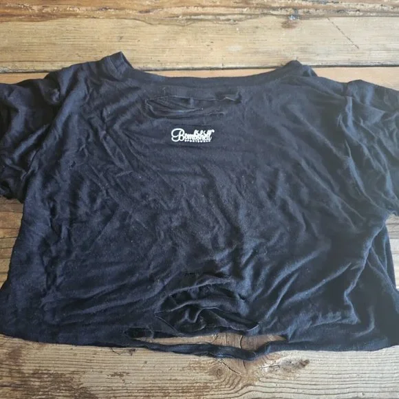 COPY - Bombshell Black Shredded Tshirt Sz S - Picture 10 of 10